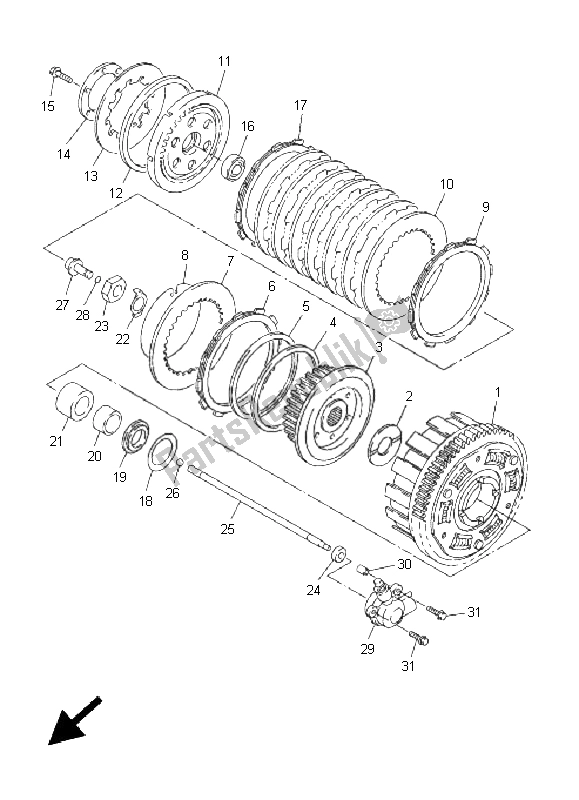 All parts for the Clutch of the Yamaha FJR 1300A 2011