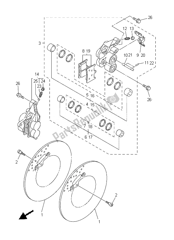 All parts for the Front Brake Caliper of the Yamaha FZ8 NA 800 2013