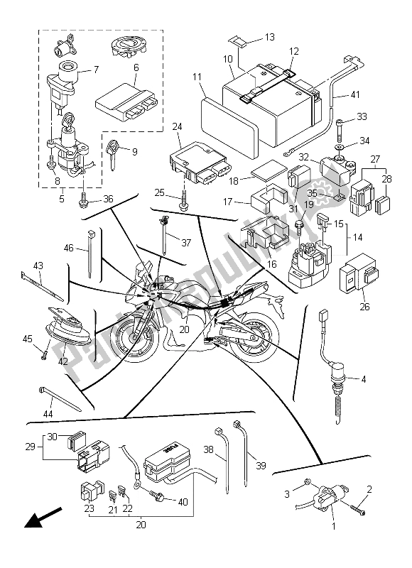 Tutte le parti per il Elettrico 2 del Yamaha FZ8 S 800 2015