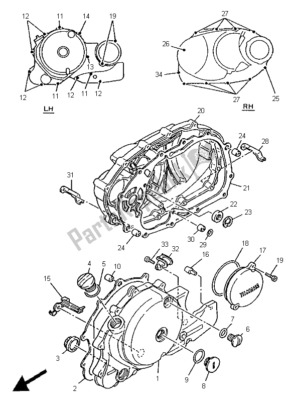 Tutte le parti per il Coperchio Del Carter 1 del Yamaha XV 535 S Virago 1996