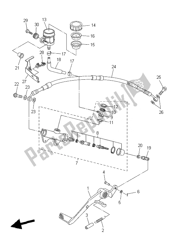 Tutte le parti per il Pompa Freno Posteriore del Yamaha YZF R6 600 2010