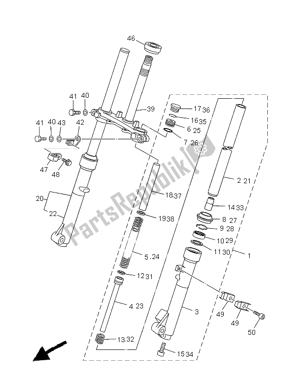 Todas las partes para Tenedor Frontal de Yamaha TT R 110E 2013