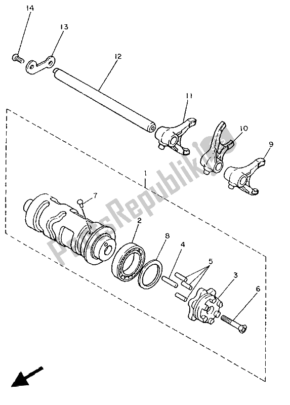 Toutes les pièces pour le Came Et Fourchette De Changement De Vitesse du Yamaha XV 1100 Virago 1994