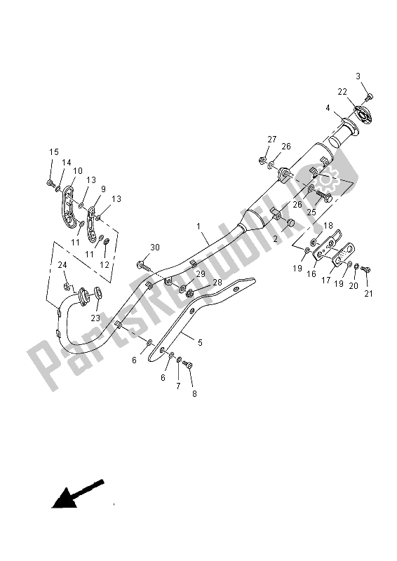 All parts for the Exhaust of the Yamaha TT R 125 LW 2015