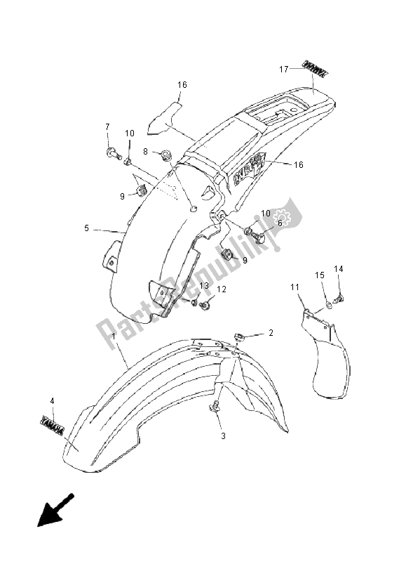 Toutes les pièces pour le Aile du Yamaha WR 250F 2001