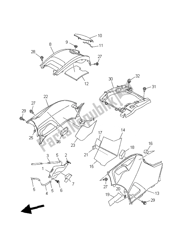 Tutte le parti per il Coperchio Laterale del Yamaha YFM 700F Grizzly SE 2010