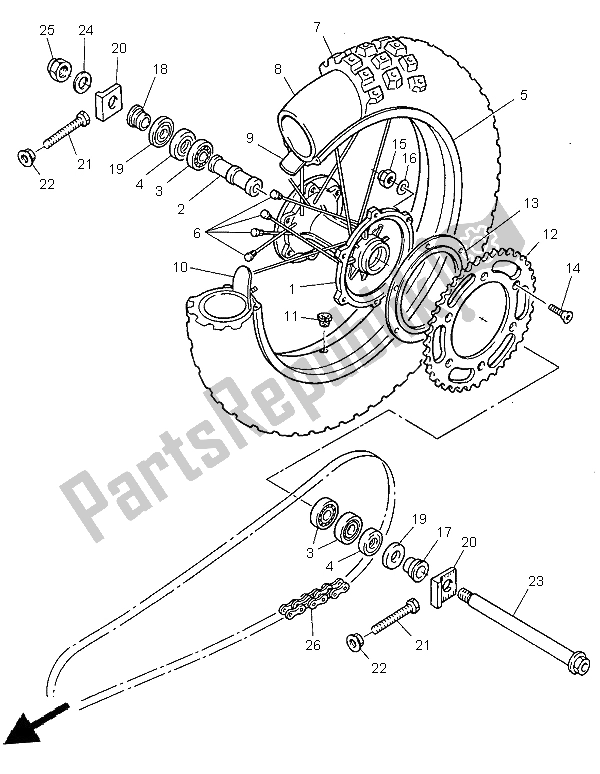 Todas las partes para Rueda Trasera de Yamaha TT 600R 1999