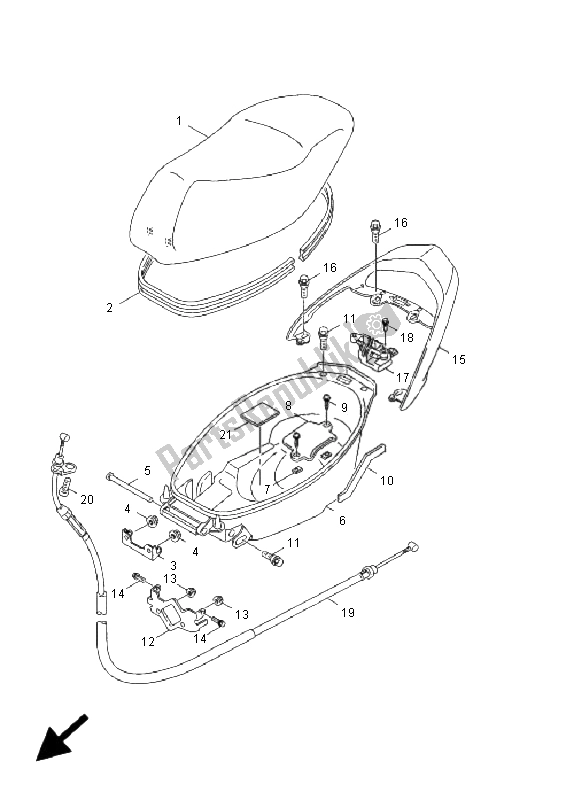 All parts for the Seat of the Yamaha XC 125 Cygnus 2005