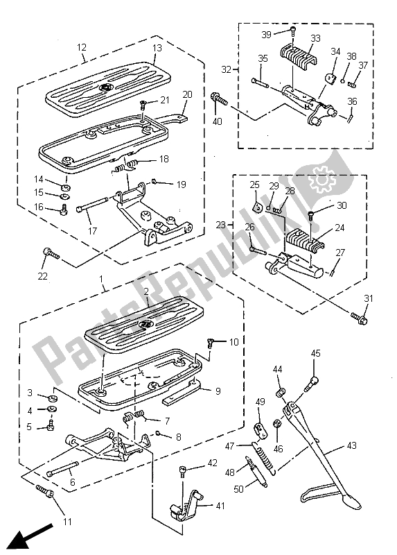 Todas las partes para Soporte Y Reposapiés de Yamaha XVZ 1300A Royalstar 1998