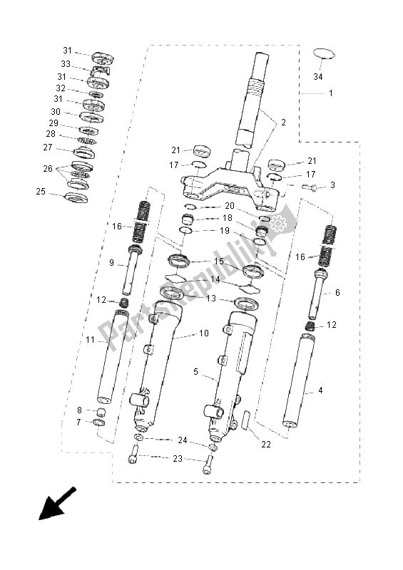 All parts for the Front Fork of the Yamaha EW 50 Slider 2005