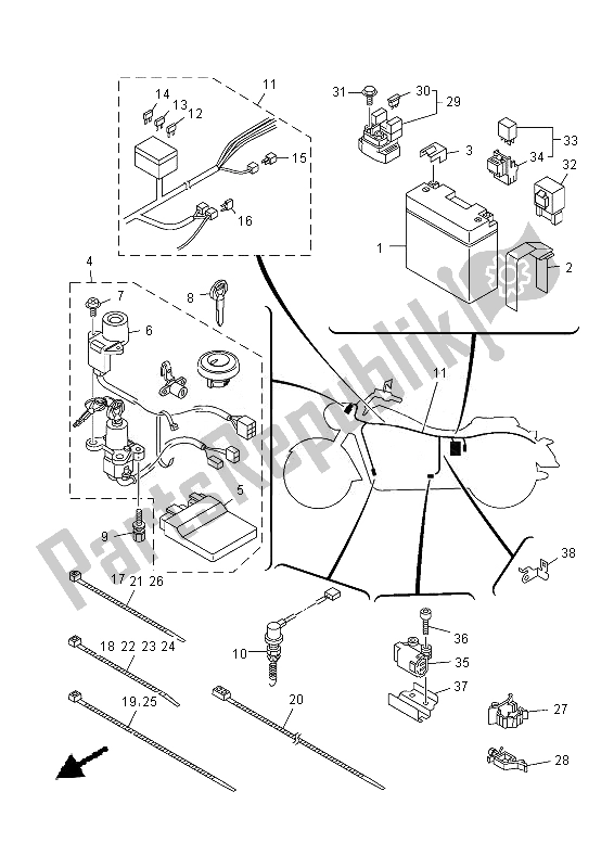 Todas las partes para Eléctrico 2 de Yamaha XV 1900A 2013