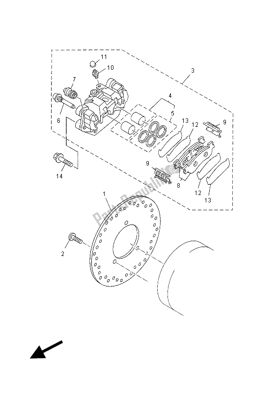 All parts for the Rear Brake Caliper of the Yamaha YP 250R X MAX 2012