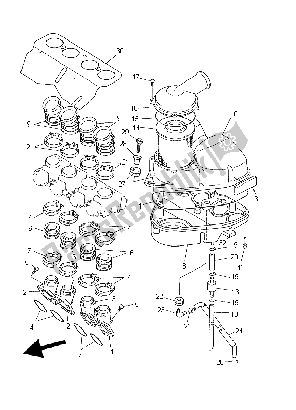 Toutes les pièces pour le Admission du Yamaha XJ 600S Diversion 2002