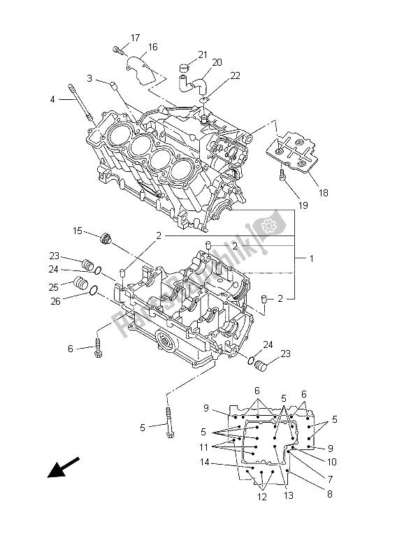 Toutes les pièces pour le Carter du Yamaha YZF R1 1000 2003