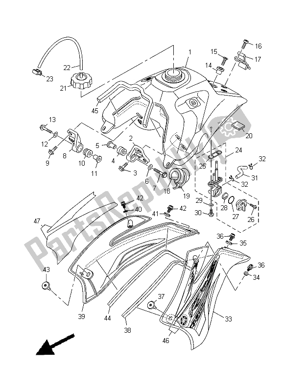 Tutte le parti per il Serbatoio Di Carburante del Yamaha TT R 125 SW LW 2012