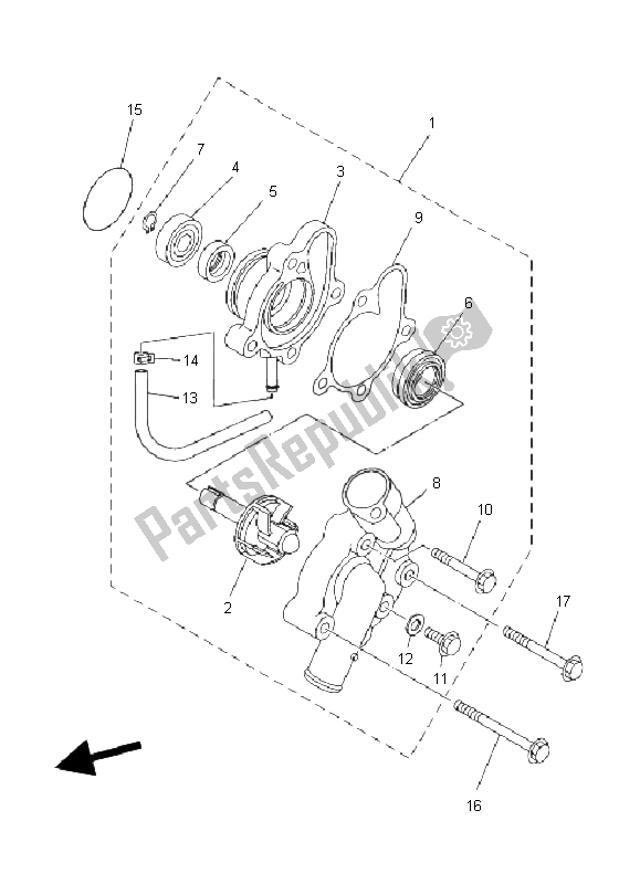 All parts for the Water Pump of the Yamaha YFM 400F Kodiak 4X4 2003