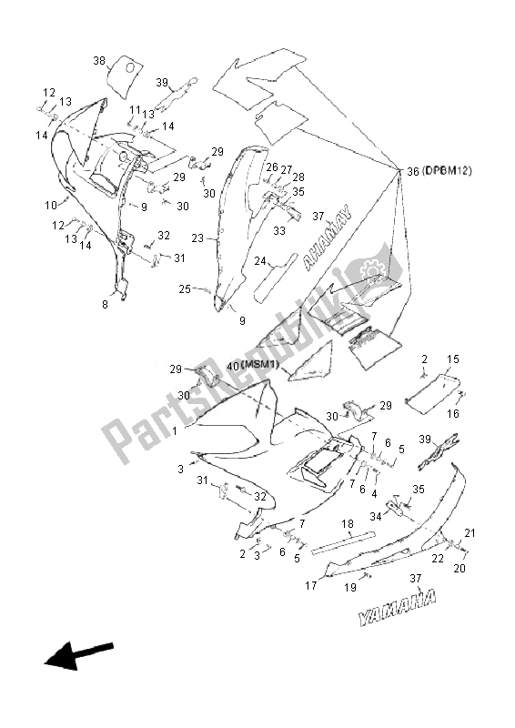 Tutte le parti per il Cowling 2 del Yamaha TZR 50 2010