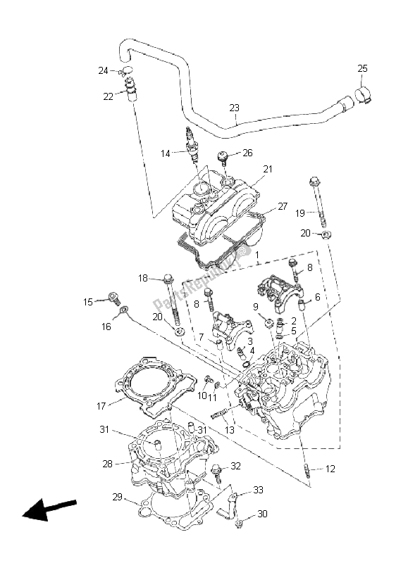 All parts for the Cylinder of the Yamaha WR 250F 2008