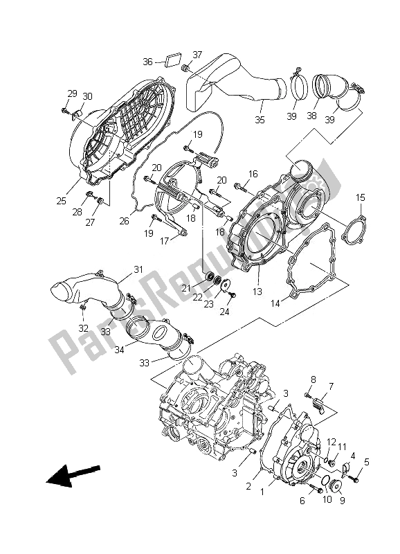 All parts for the Crankcase Cover 1 of the Yamaha YFM 700F Grizzly SE 2010