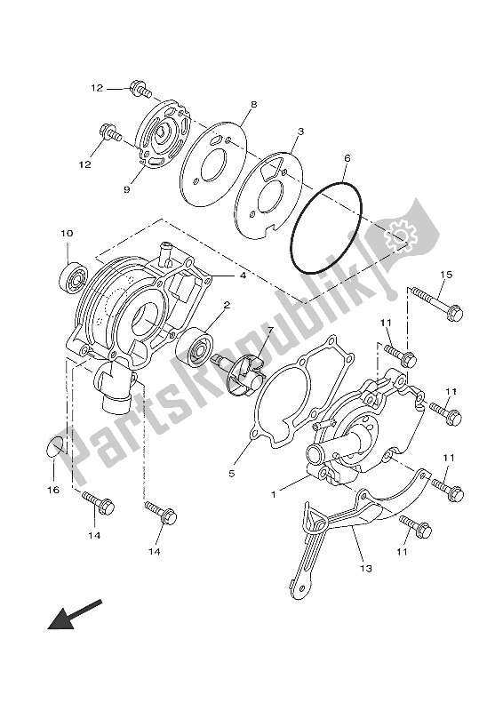 Todas as partes de Bomba De água do Yamaha YZF R 125 2016