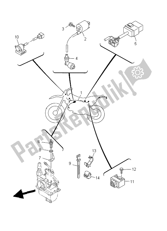 Todas las partes para Eléctrico 1 de Yamaha TT R 90 P 2002