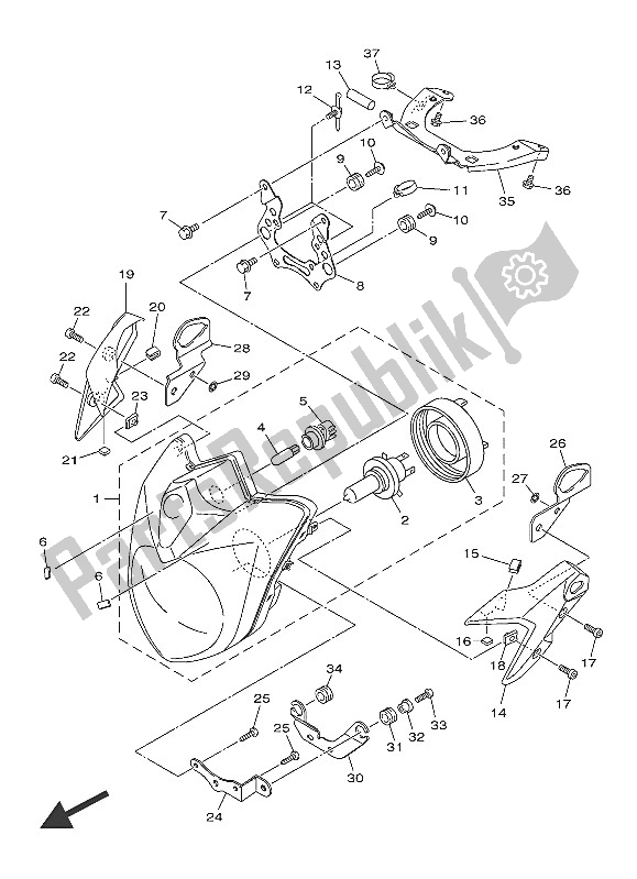 Alle onderdelen voor de Koplamp van de Yamaha XJ6 NA 600 2016