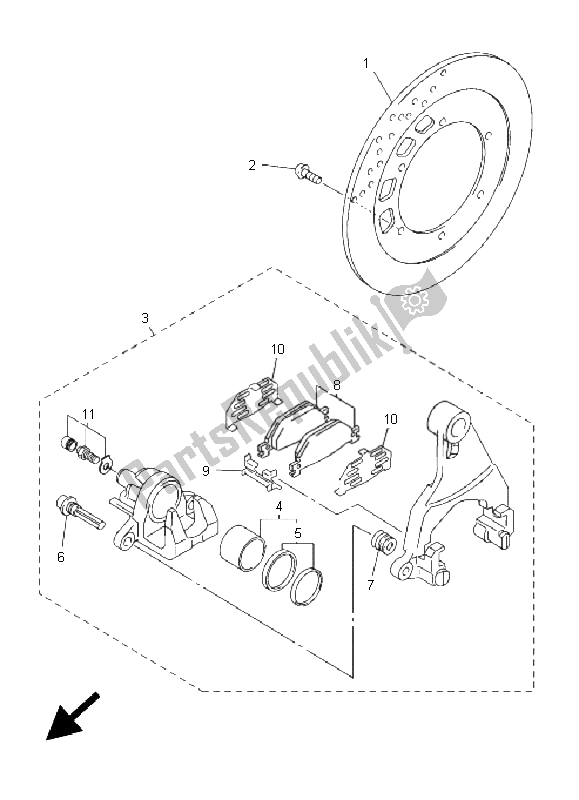 Tutte le parti per il Pinza Freno Posteriore del Yamaha FJR 1300 AS 2011