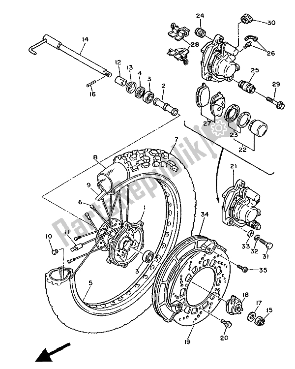 Tutte le parti per il Ruota Anteriore del Yamaha XT 600Z Tenere 1988