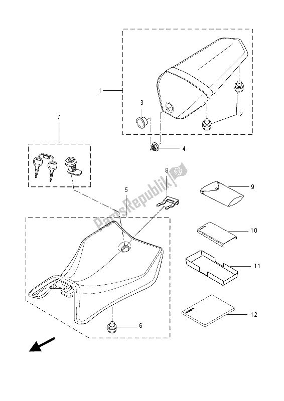 All parts for the Seat of the Yamaha YZF R 125A 2015