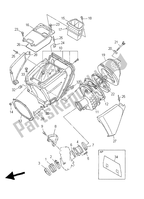 Wszystkie części do Wlot Yamaha WR 250F 2002