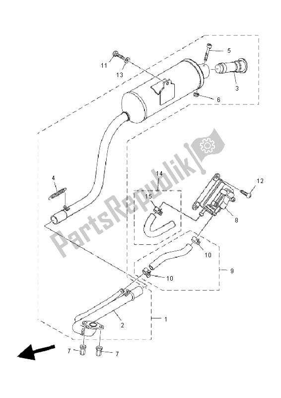 All parts for the Exhaust of the Yamaha YFM 90R 2010