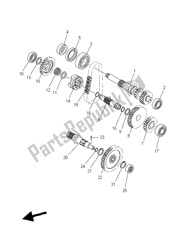 All parts for the Transmission of the Yamaha YFM 350 DE Grizzly 2014