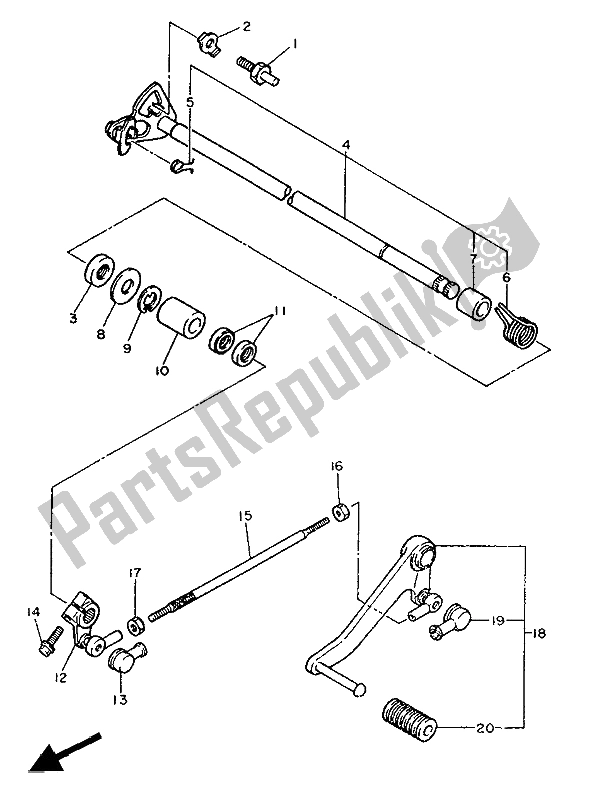 Toutes les pièces pour le Arbre De Changement du Yamaha FZ 750R 1988