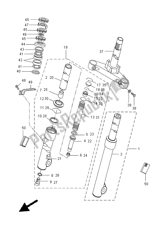 All parts for the Front Fork of the Yamaha CW 50E 2013