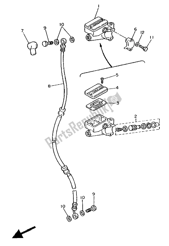 Toutes les pièces pour le Maître-cylindre Avant (haut) du Yamaha XV 535 Virago 1991