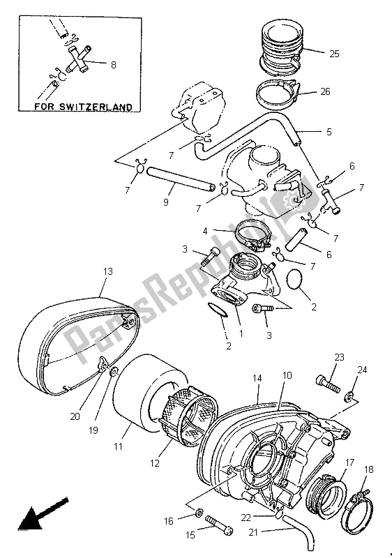 All parts for the Intake of the Yamaha XV 250 Virago 1996