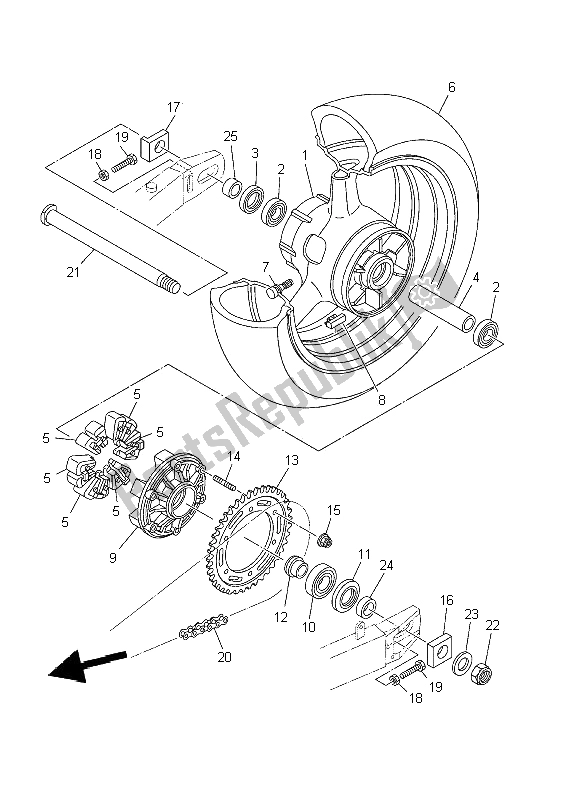 Tutte le parti per il Ruota Posteriore del Yamaha TDM 900 2002