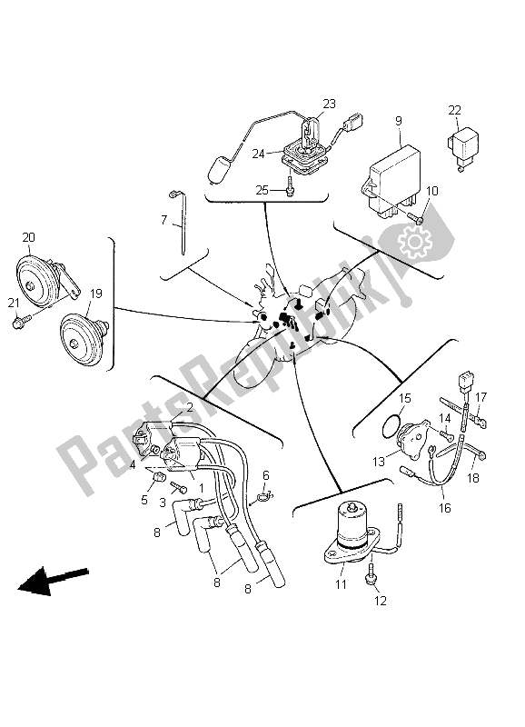 All parts for the Electrical 1 of the Yamaha XJR 1300 2002