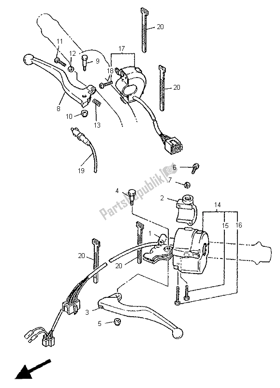 Todas las partes para Interruptor De Palanca Y Palanca de Yamaha XT 600E 1996