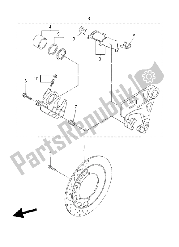 Tutte le parti per il Pinza Freno Posteriore del Yamaha XVS 1300A 2011