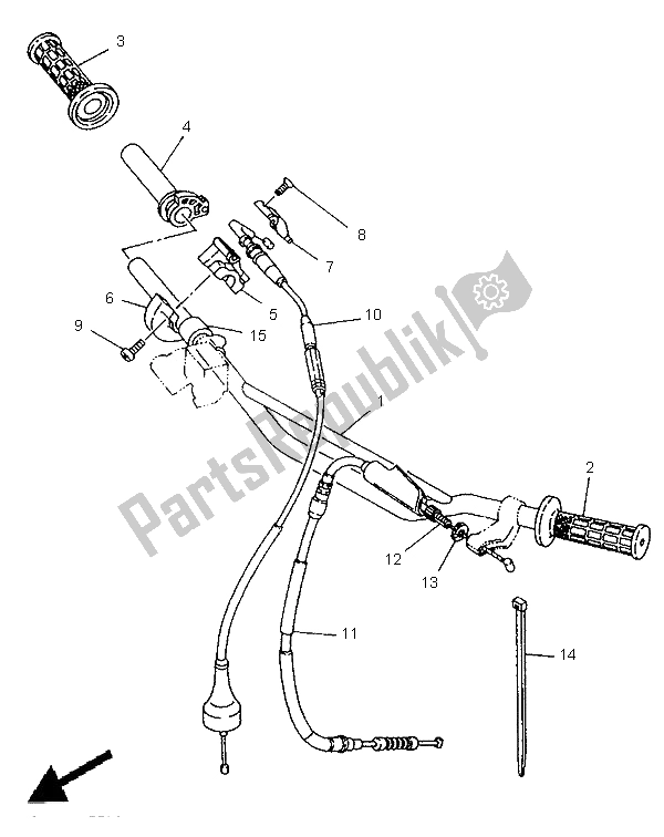 All parts for the Steering Handle & Cable of the Yamaha WR 250Z 1995 All parts for the Steering Handle & Cable of the Yamaha WR 250Z 1995