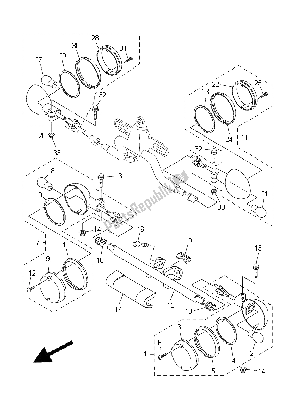 Tutte le parti per il Luce Lampeggiante del Yamaha XVS 650A Dragstar 2001