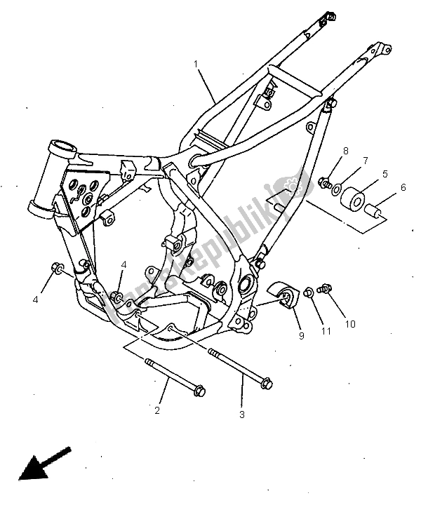All parts for the Frame of the Yamaha YZ 80 LC 1998