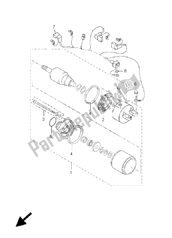 All parts for the Starting Motor of the Yamaha YP 250R X MAX 2007