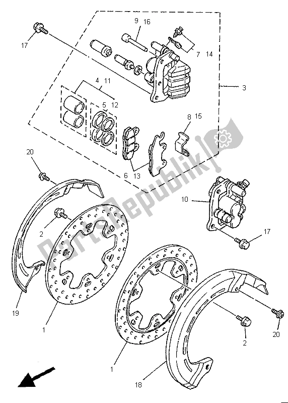 All parts for the Front Brake Caliper of the Yamaha XTZ 750 Super Tenere 1995