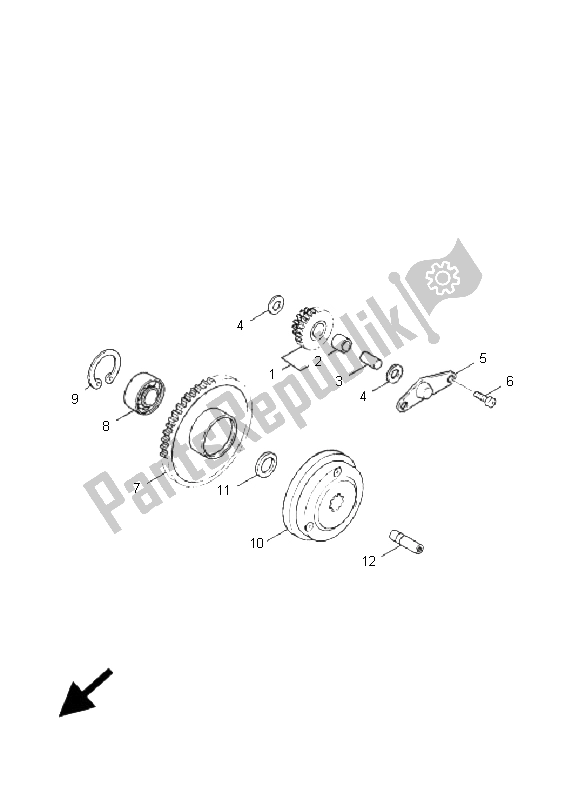 All parts for the Starter of the Yamaha XC 125E Vity 2009