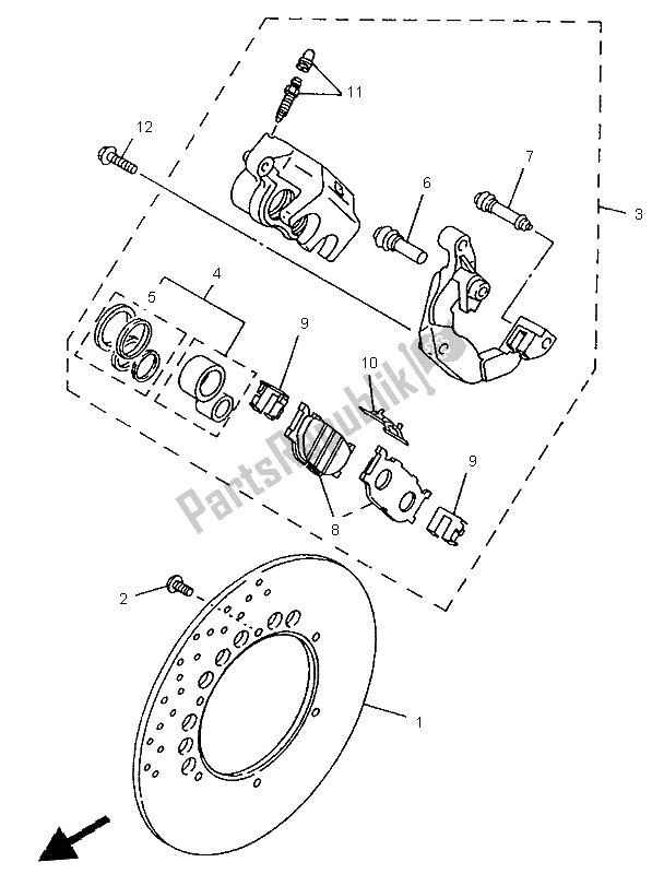 All parts for the Front Brake Caliper of the Yamaha XVS 650 Dragstar 1997