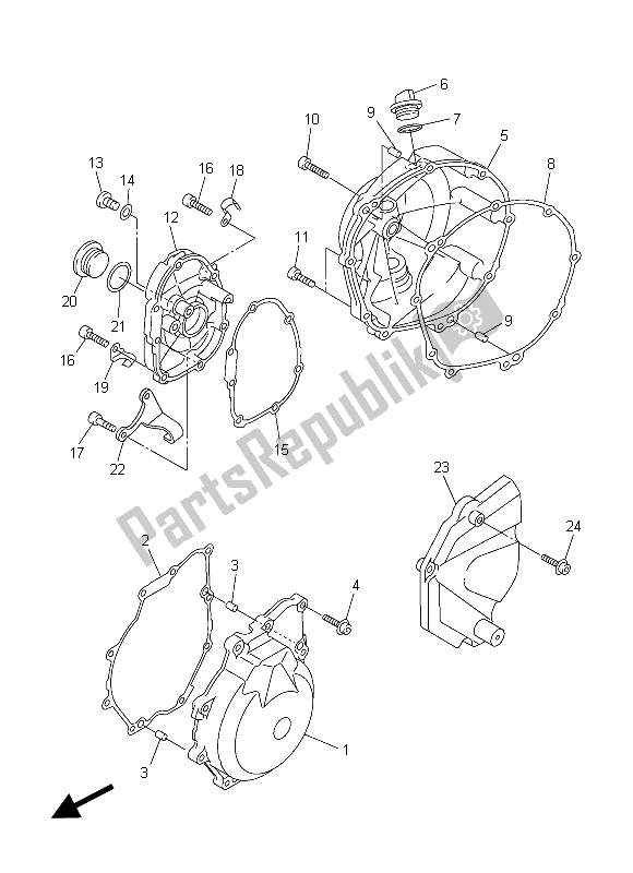 All parts for the Crankcase Cover 1 of the Yamaha YZF R6 600 2015