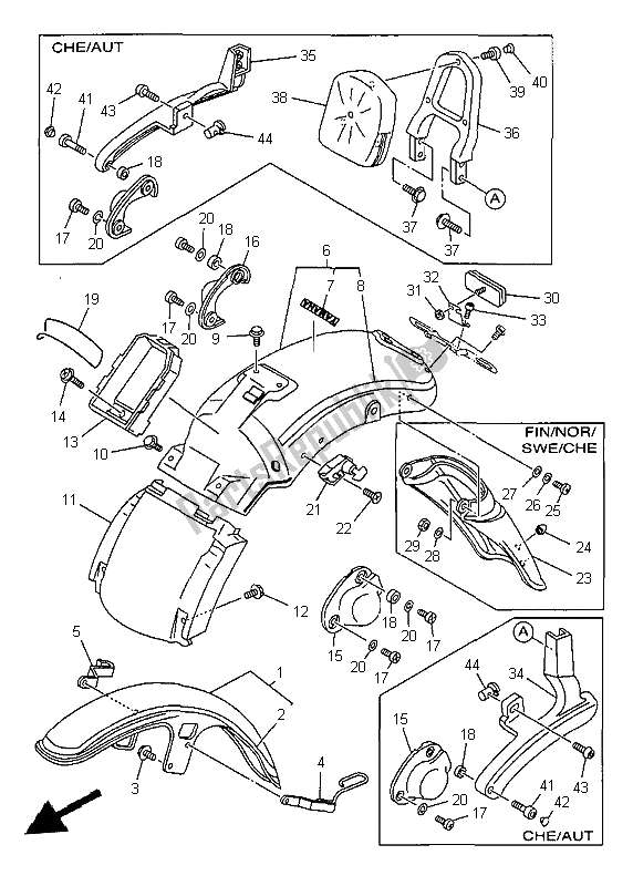 Tutte le parti per il Parafango del Yamaha XV 535 Virago 1999