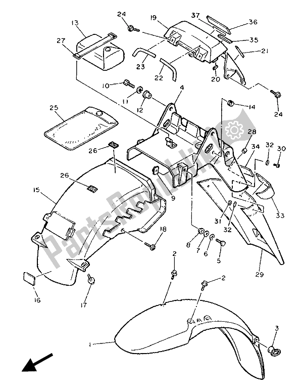 Tutte le parti per il Parafango del Yamaha FZR 1000 1989